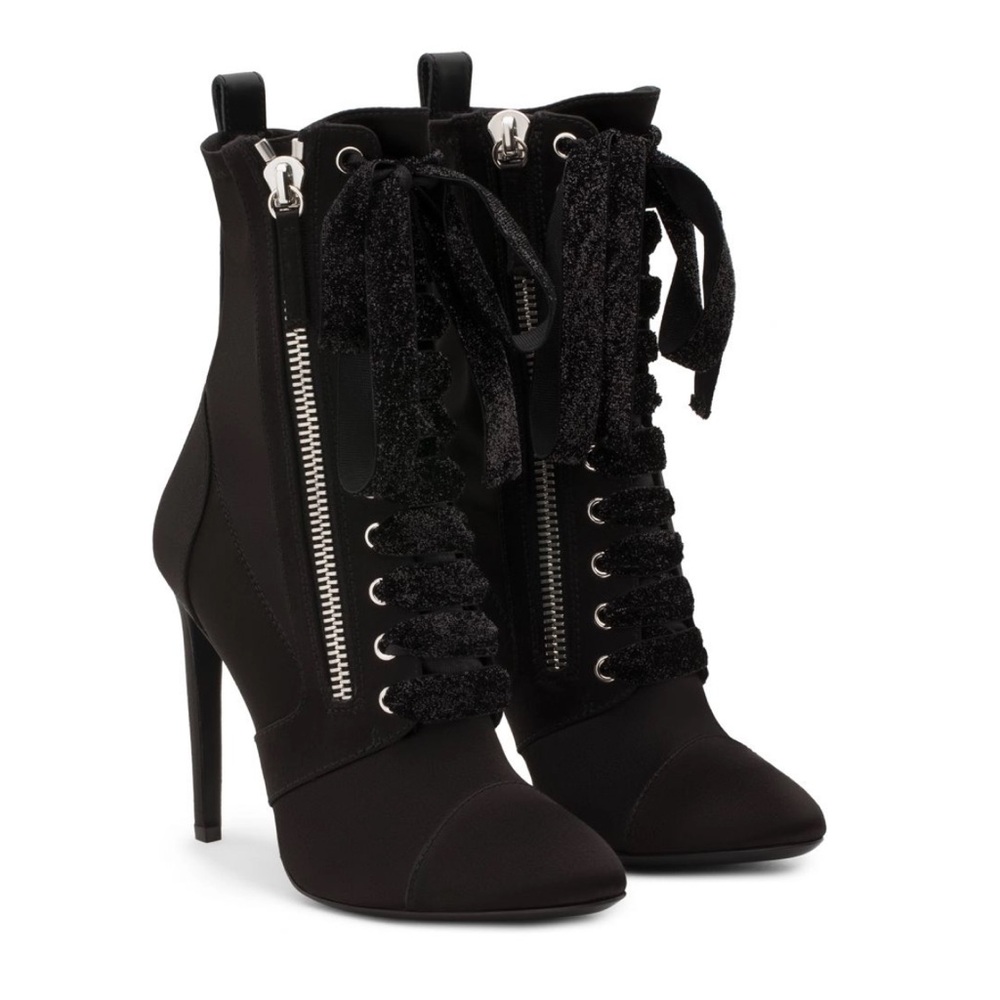 Giuseppe Zanotti Black Lace-Up Heeled Boots - Picture 8 of 16